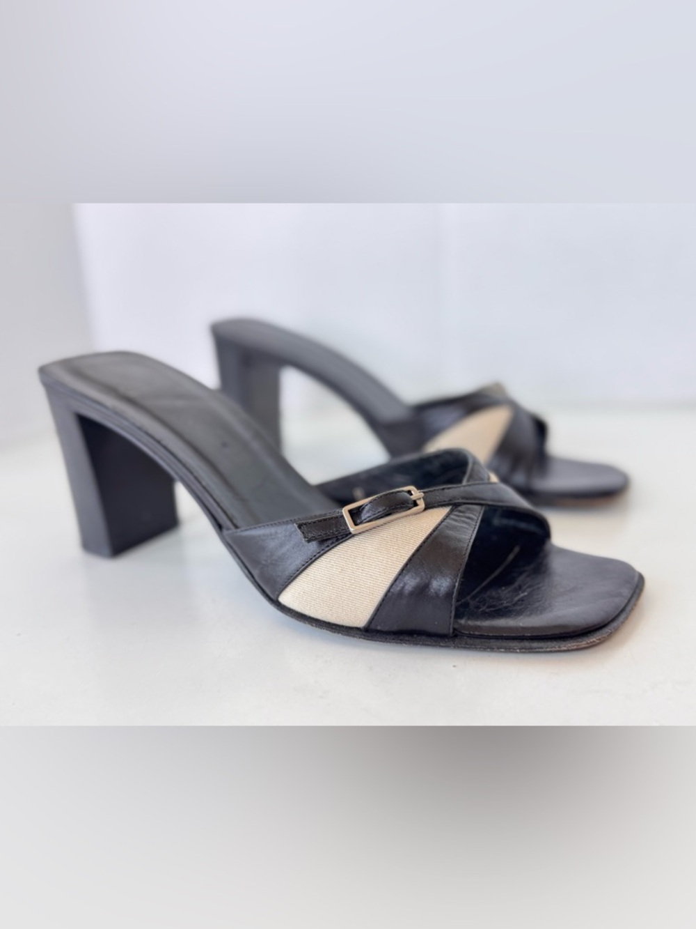 vintage 90s y2k coach slip on buckle slip on mule heel sandals shoes size 7 - Picture 3 of 15
